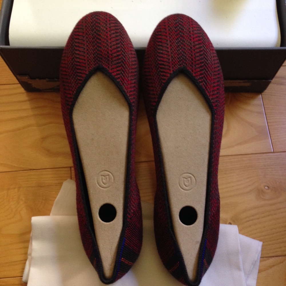 NIB Rothy's Bordeaux Herringbone merino flats 10.5
